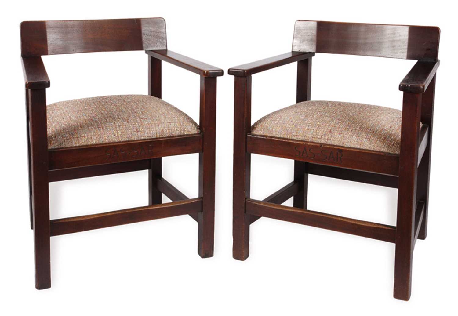 Lot 61 - A pair of South African Railway SAS-SAR teak office chairs